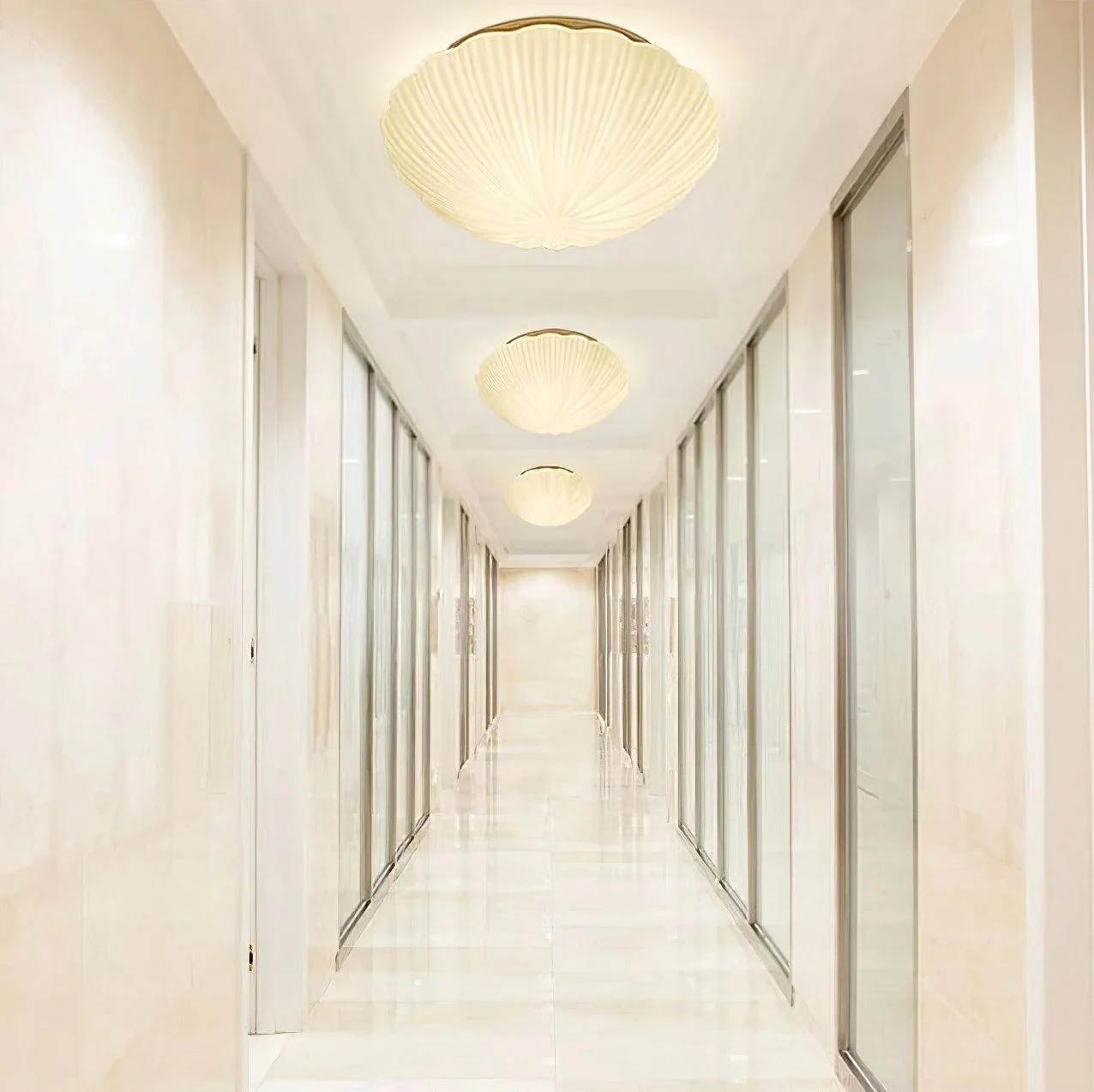 Quinn Modern Urban Seashell Glass Ceiling Light Bedroom Hallway