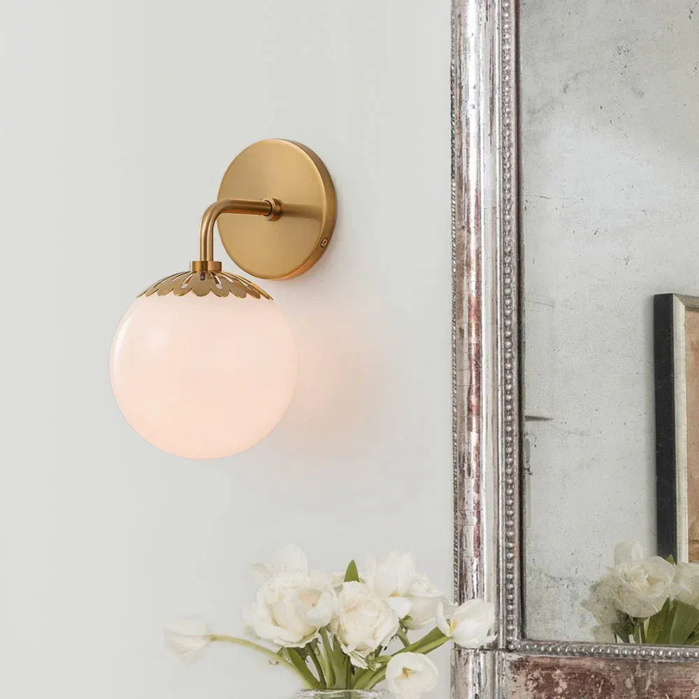 Alessio Minimalism Metal Glass Brass Black Nickel Wall Lamp Dining Room Bedroom
