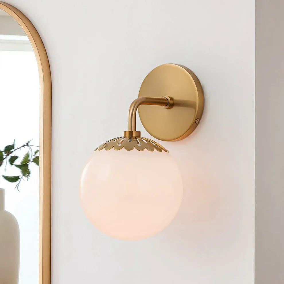 Alessio Minimalism Metal Glass Brass Black Nickel Wall Lamp Dining Room Bedroom
