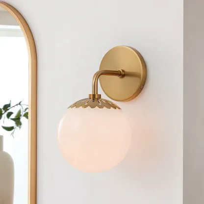 Alessio Minimalism Metal Glass Brass Black Nickel Wall Lamp Dining Room Bedroom