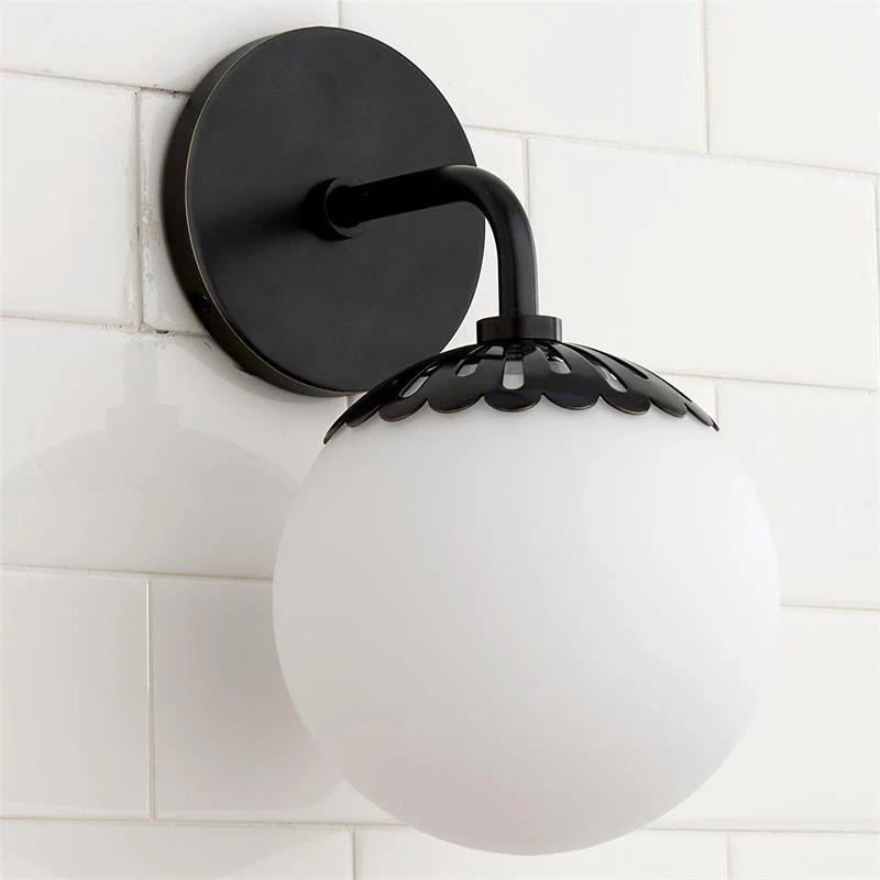 Alessio Minimalism Metal Glass Brass Black Nickel Wall Lamp Dining Room Bedroom