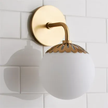 Alessio Minimalism Metal Glass Brass Black Nickel Wall Lamp Dining Room Bedroom