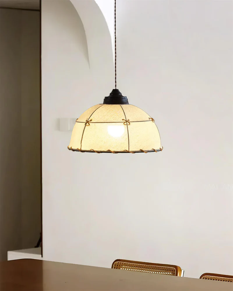 Renée Vintage Round Hanging Fabric Pendant Light Shades Dining Room