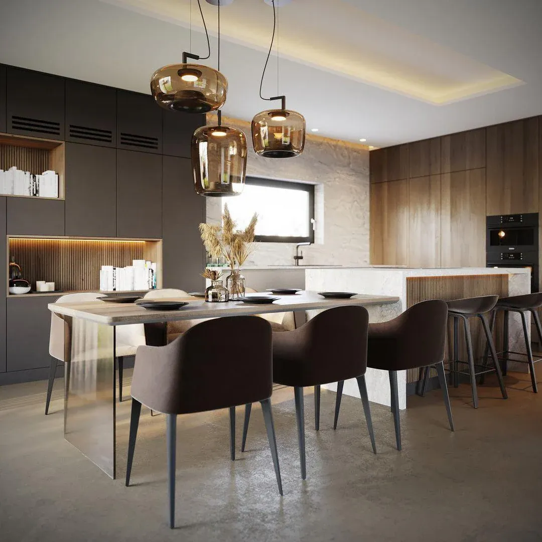 Hailie Modern Round Glass Pendant Light Dining Room Bedroom