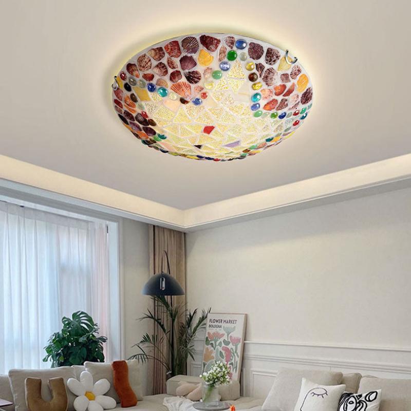 Eryn Rustic Flush Mount Ceiling Light in Living Room