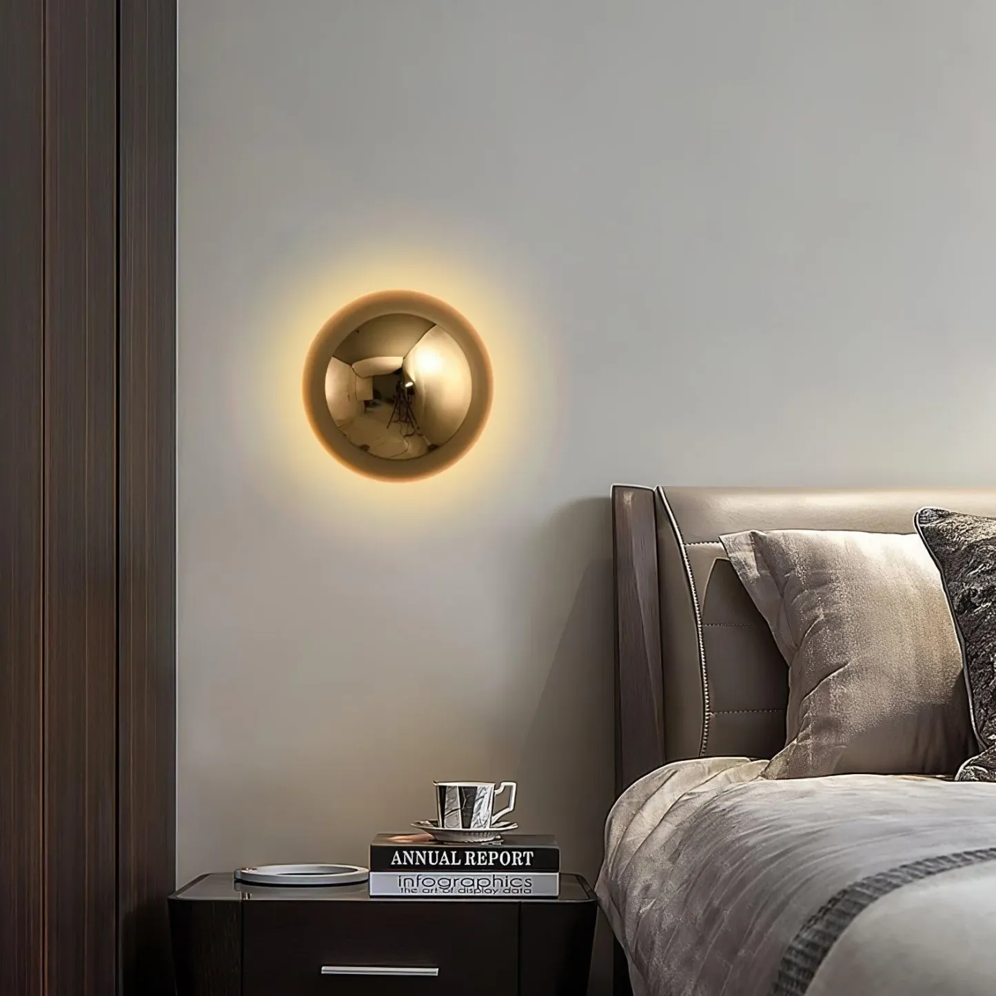 Orr Modern Unusual Sphere Metal Wall Light Bedroom Hallway Living Room