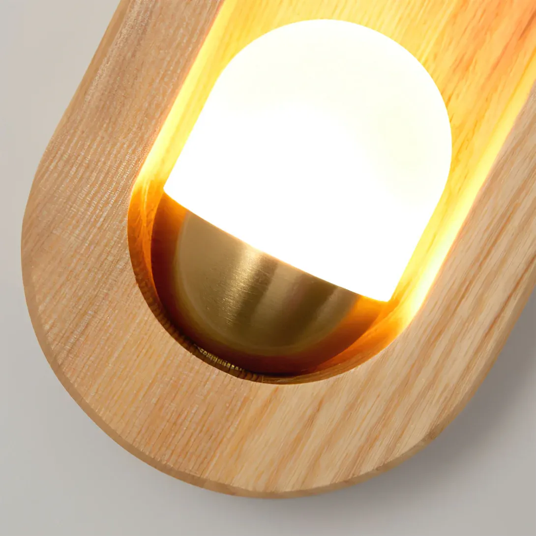 Ozawa Wood and Glass Wall Lamp close-up
