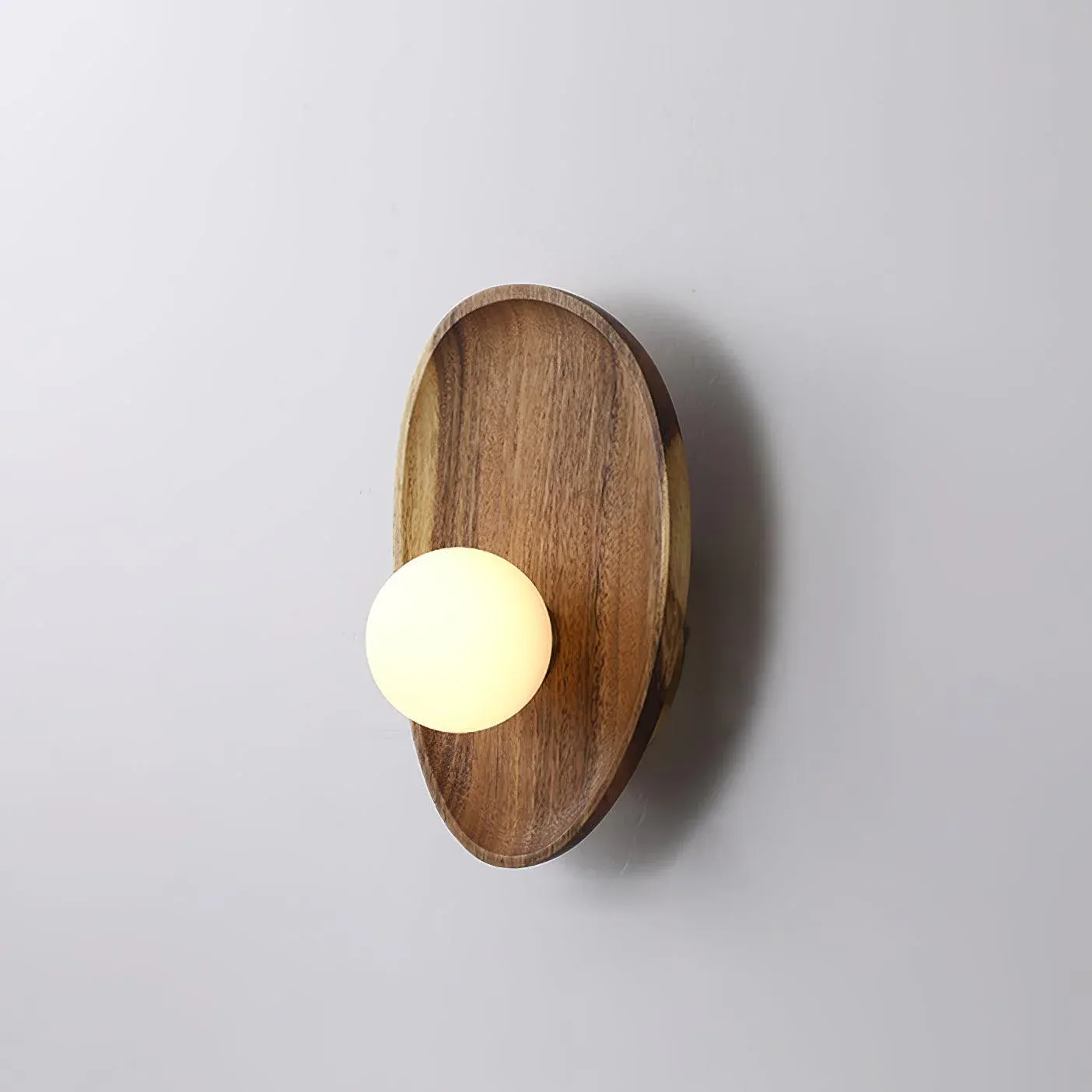 Natural Wood Glass Walnut Wall Lamp Bedroom Living Room | Las Sola