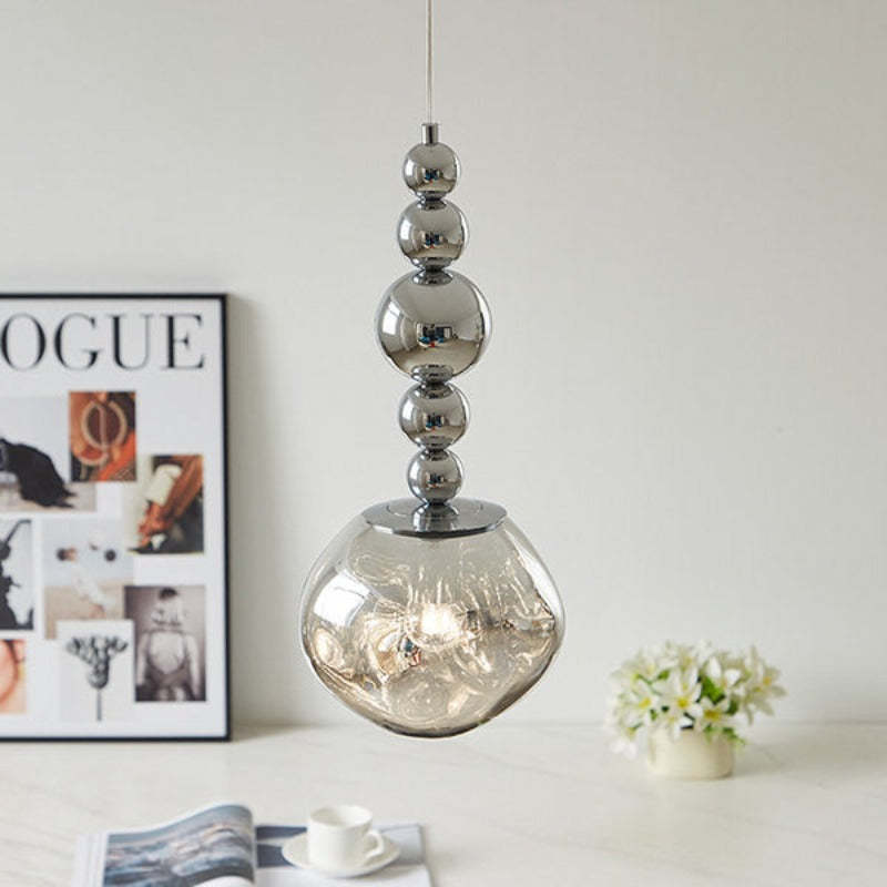 Hailie pendant light, chrome and glass, modern interior