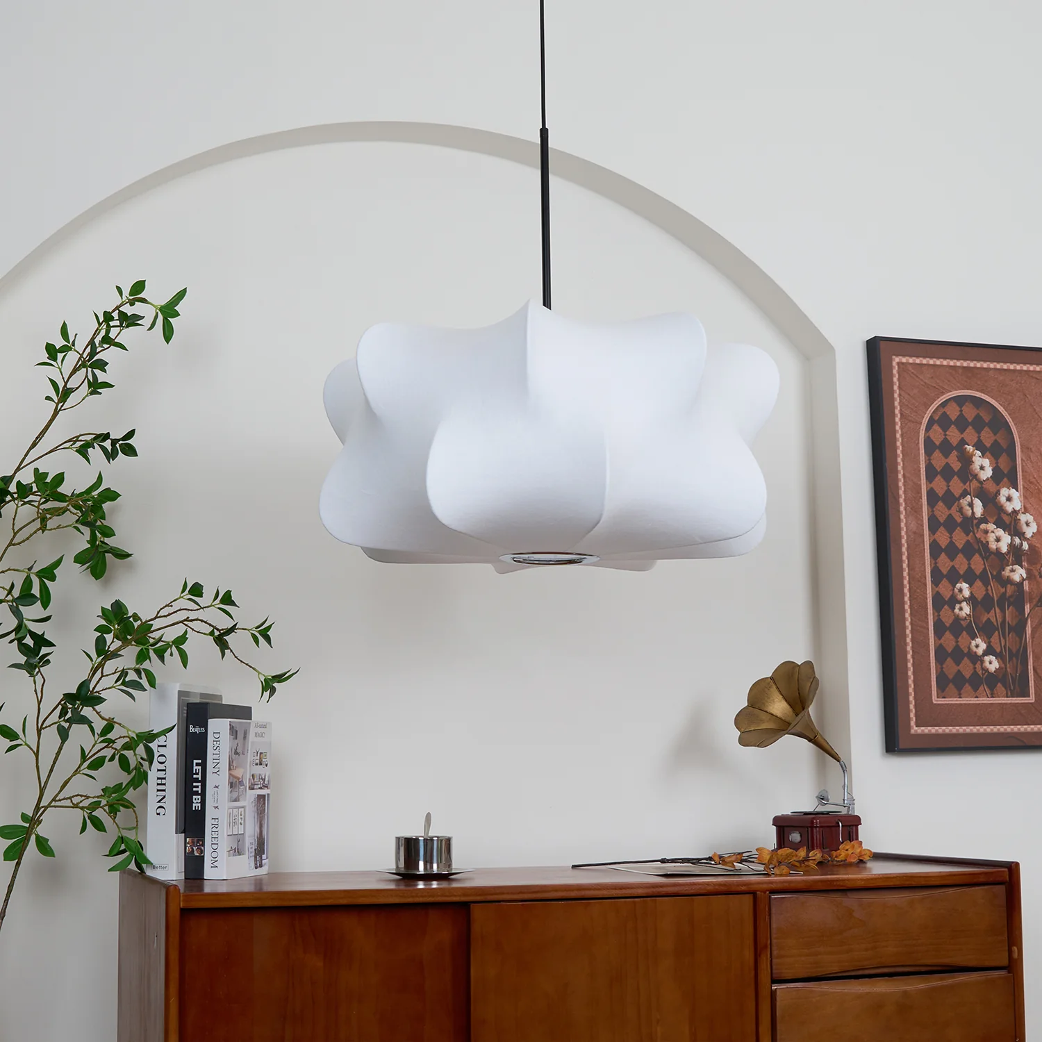 Ozawa Modern Unusual Silk Pendant Light Bedroom Dining Room