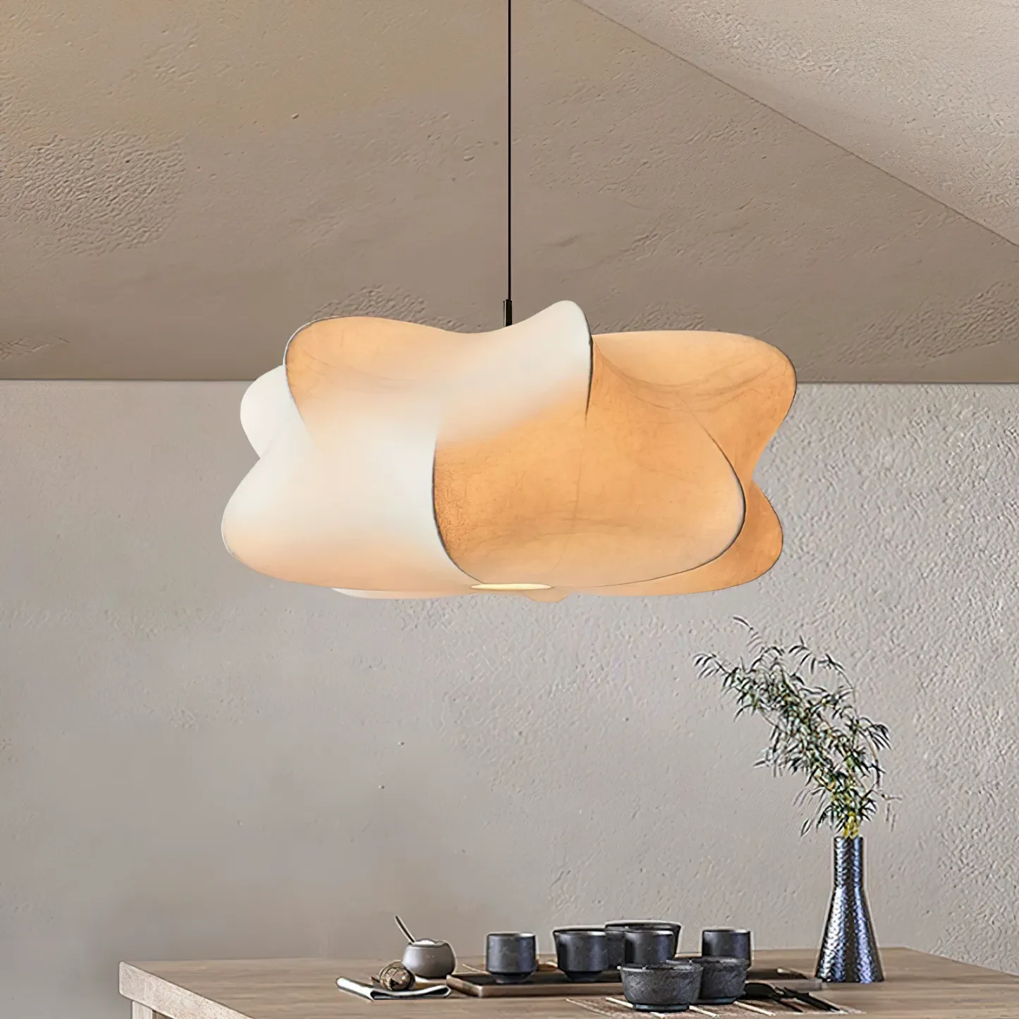 Ozawa Modern Unusual Silk Pendant Light Bedroom Dining Room