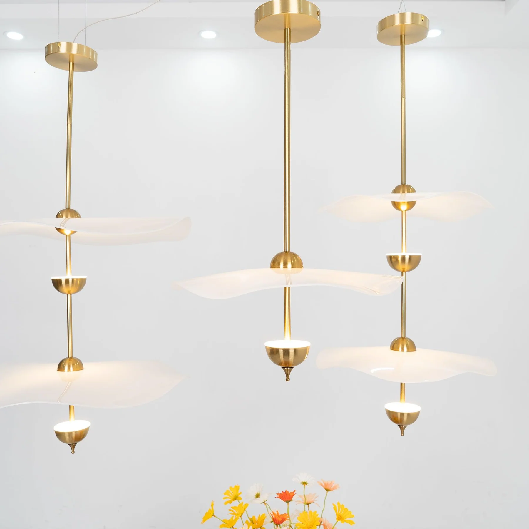 Carins Modern Gold Metal Acrylic Pendant Light Bedroom Living Room