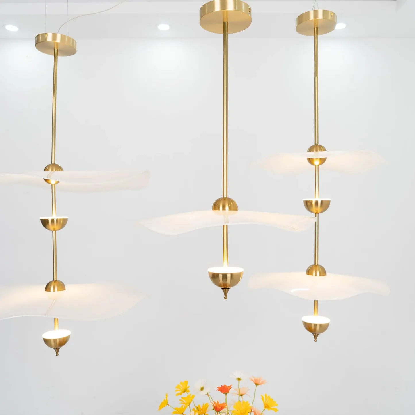 Carins Modern Gold Metal Acrylic Pendant Light Bedroom Living Room