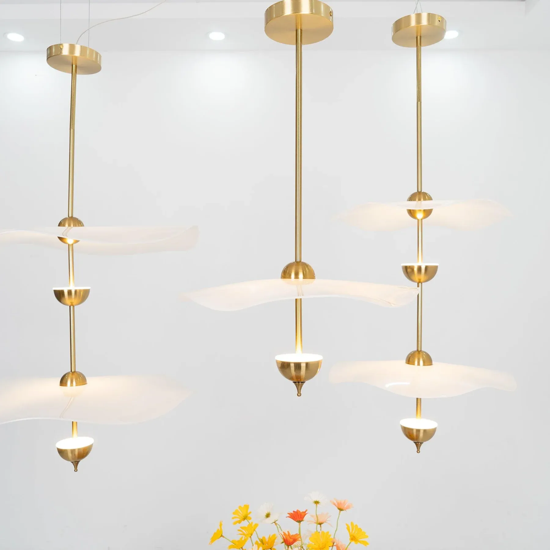 Carins Modern Gold Metal Acrylic Pendant Light Bedroom Living Room