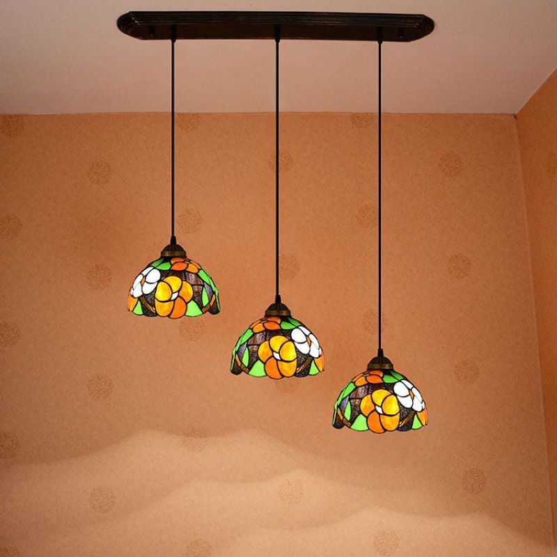 Eryn Vintage Pendant Light with colorful glass shades, living room lighting