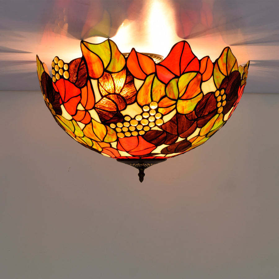 Eryn Rustic LED Flush Mount Ceiling Light with colorful glass
