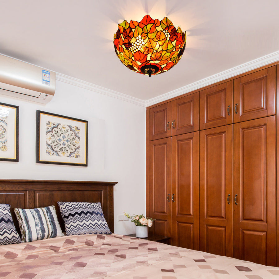 Eryn Rustic LED flush mount ceiling light in a bedroom