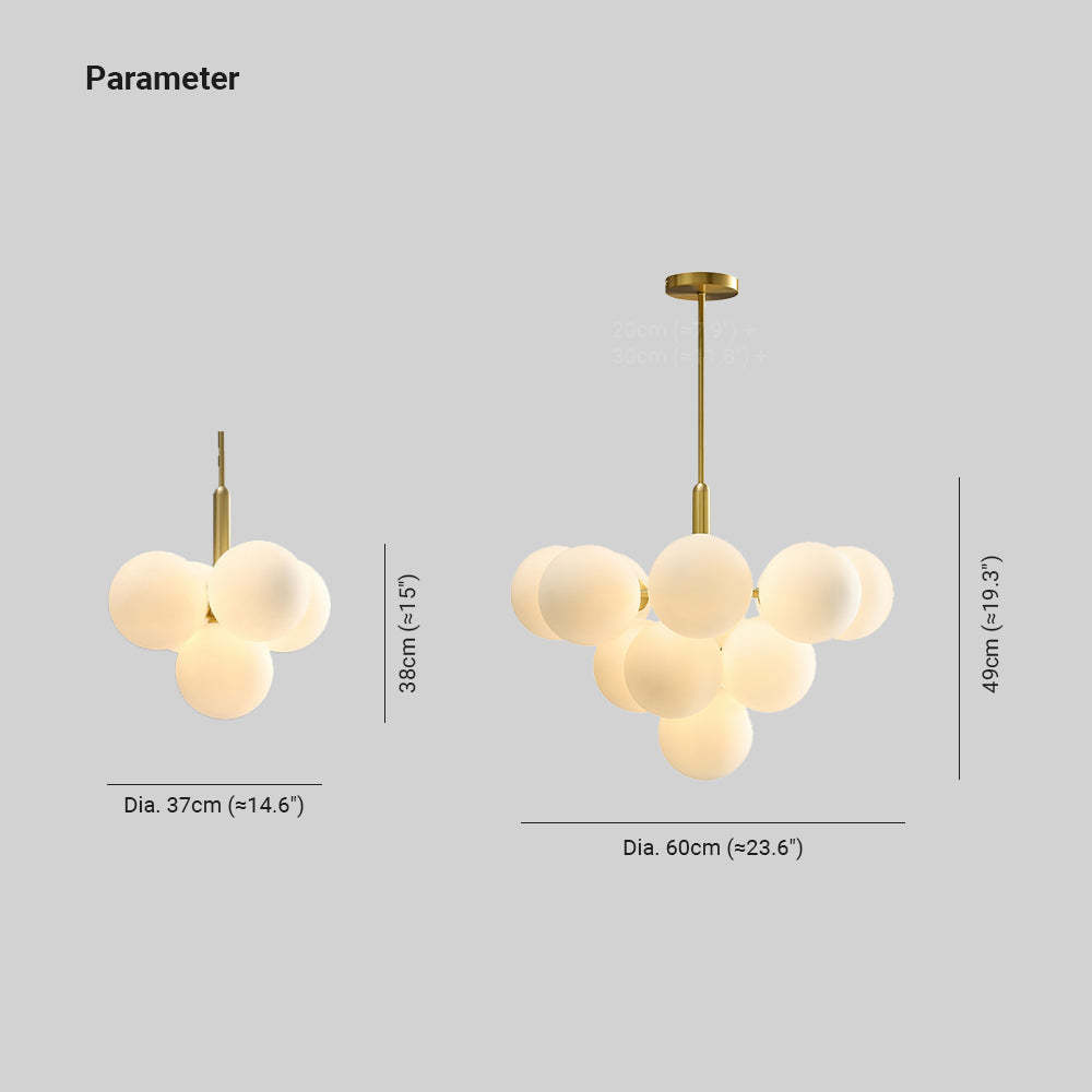 Valentina Nordic Chandelier dimensions, metal and glass, 37cm and 60cm.