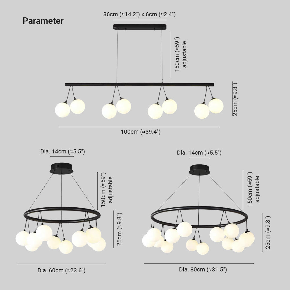 Valentina Nordic LED Chandelier - Size and Parameter Detail