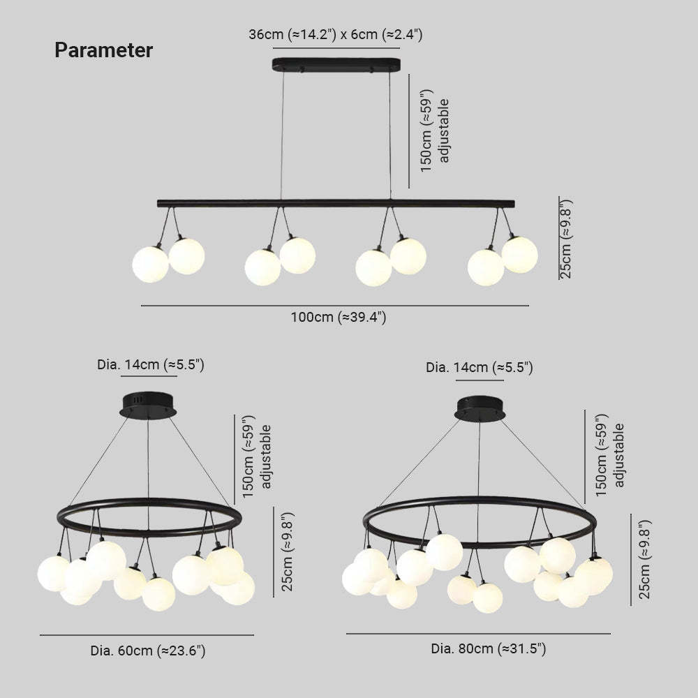 Valentina Nordic LED Chandelier - Size and Parameter Detail