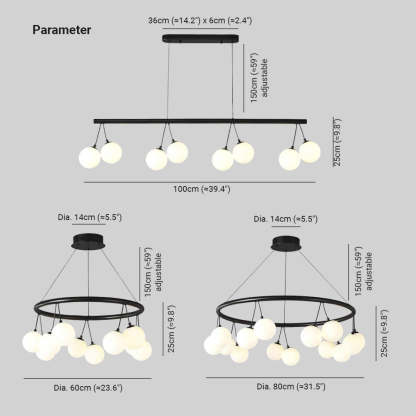 Valentina Nordic LED Chandelier - Size and Parameter Detail