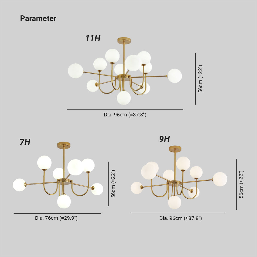 Valentina Chandelier Dimensions - 7H, 9H, 11H