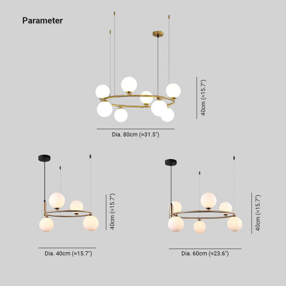Valentina Nordic pendant light dimensions: 80cm, 60cm and 40cm diameter options