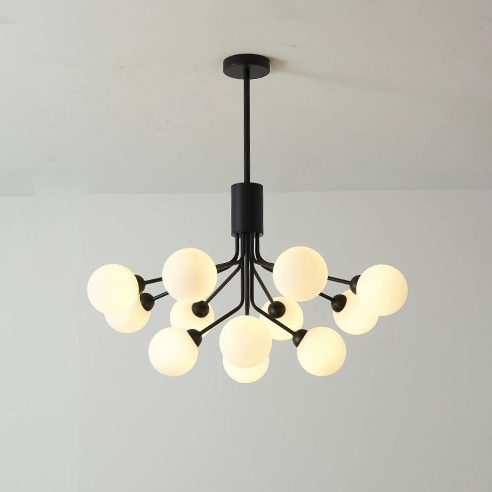 Modern black Valentina chandelier with spherical lights