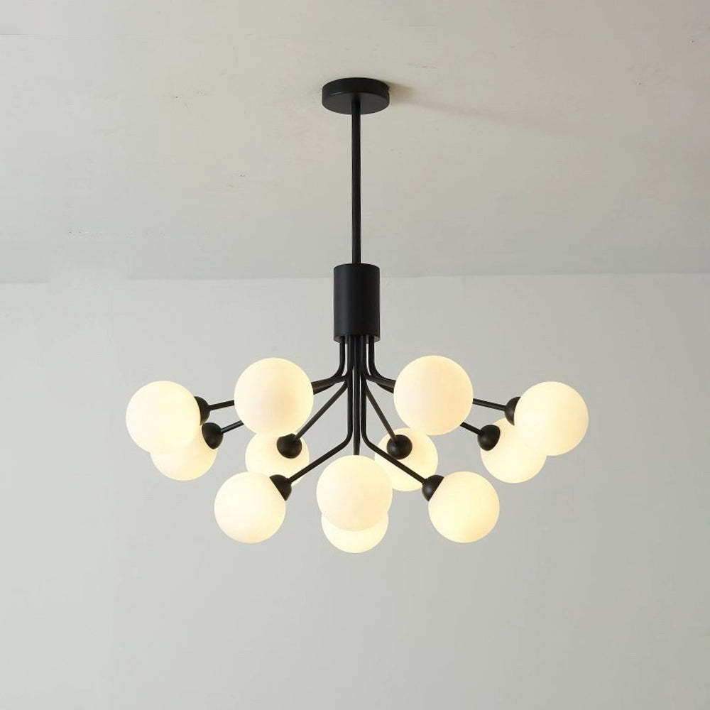Modern black Valentina chandelier with spherical lights