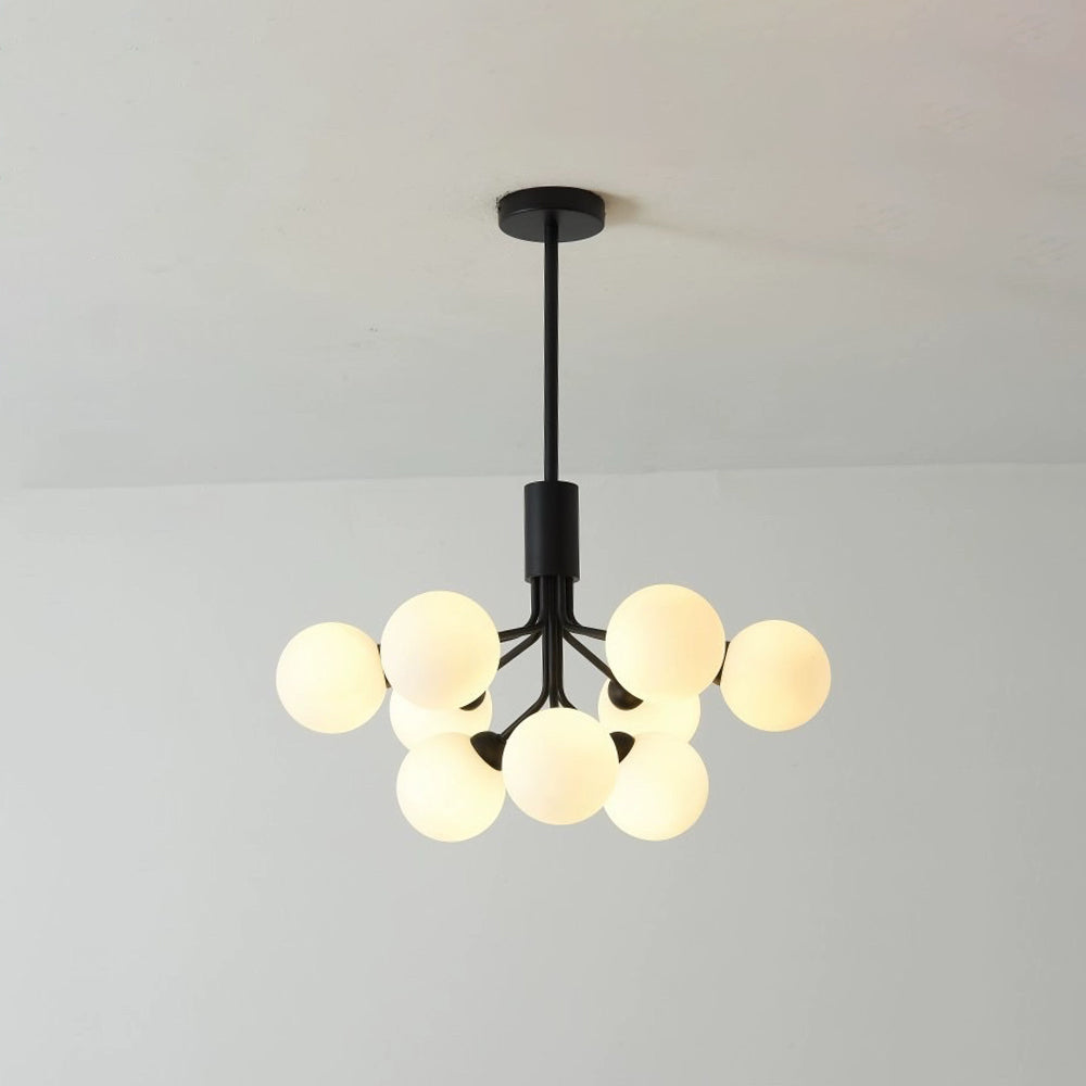 Modern black Valentina chandelier with globe lights