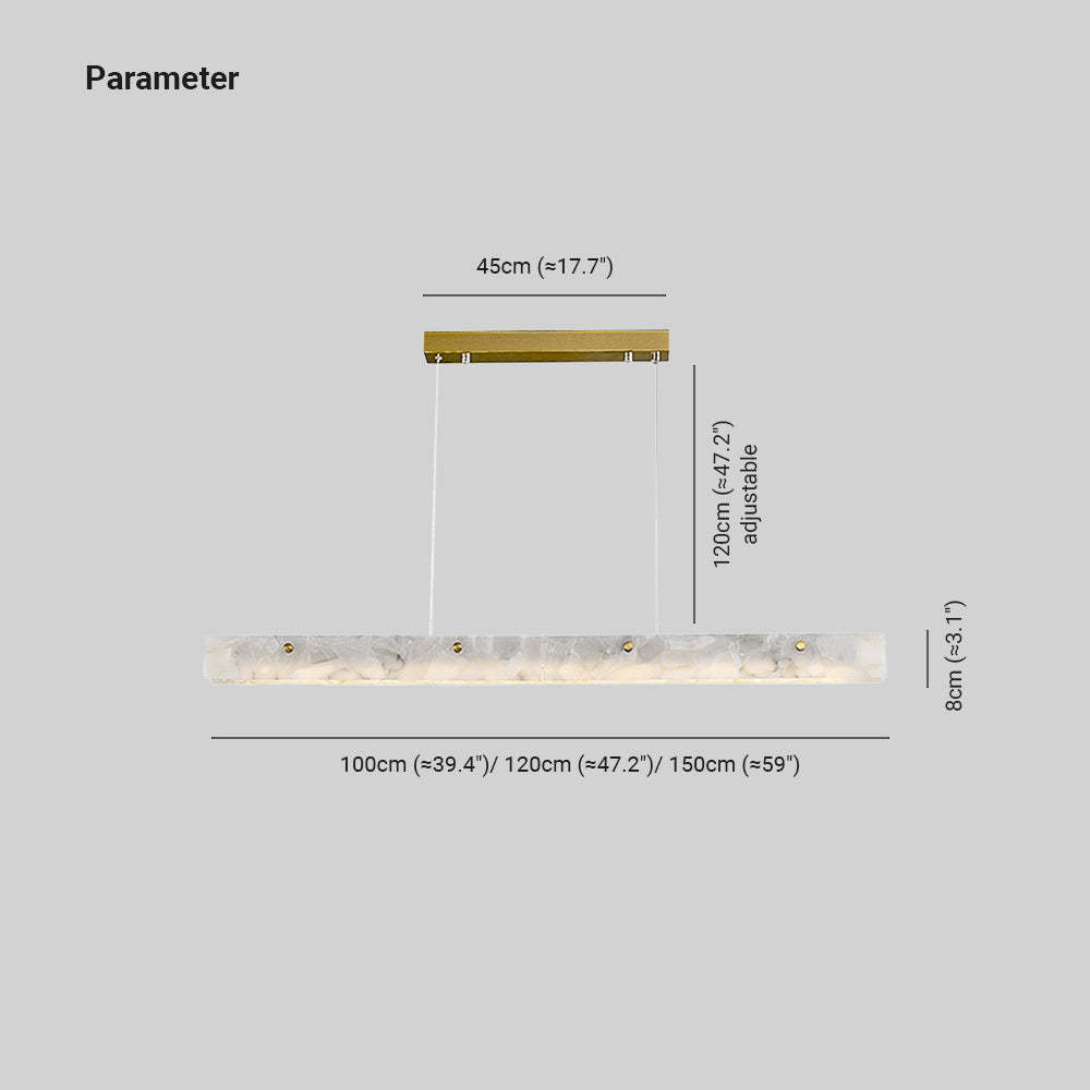 Edge Pendant Light dimensions, adjustable height and size options