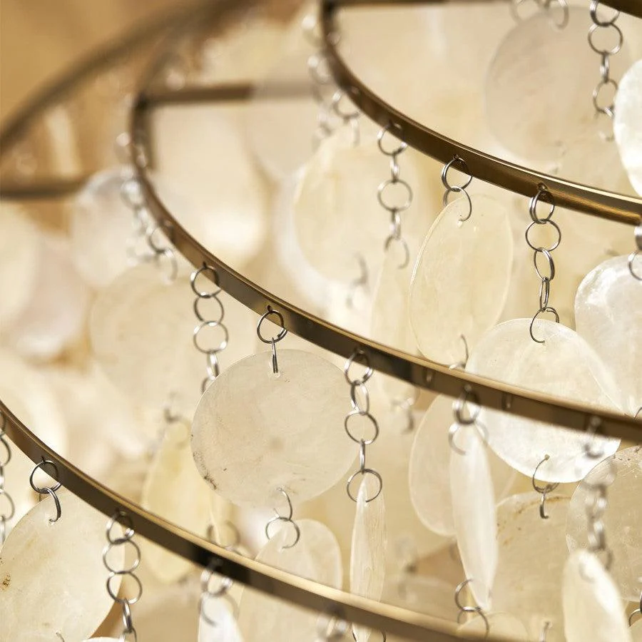 Marilyn Natural Metal Shell Chrome Pendant Light Bedroom Living Room