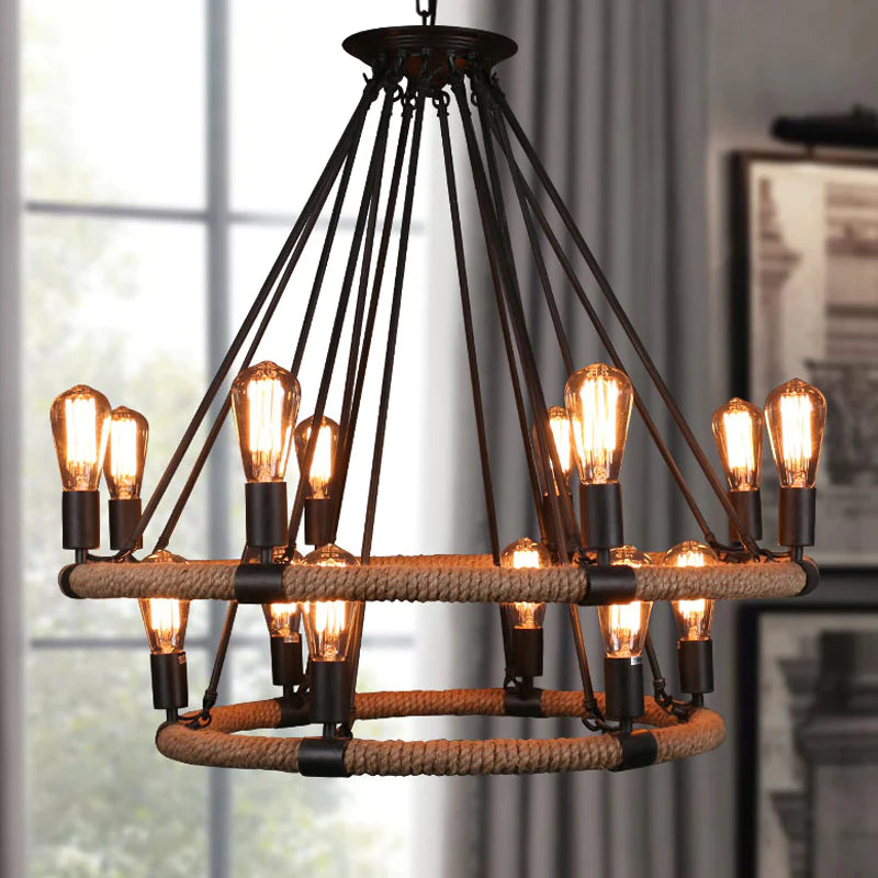 Epoch Industrial LED Chandelier with Rope Design