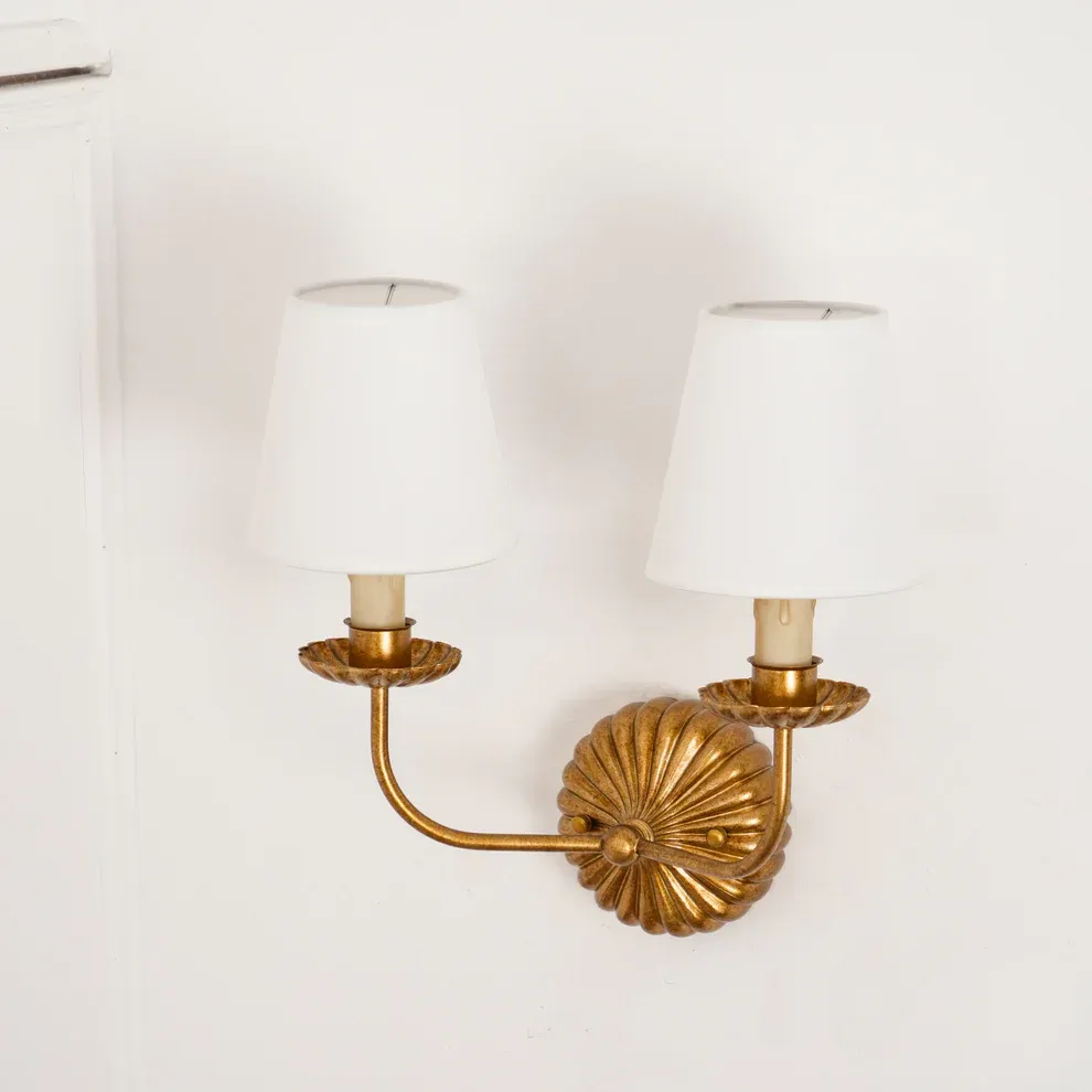 Alessio Vintage Antique Metal Fabric Wall Light Shades Hallway Living Room Bedroom