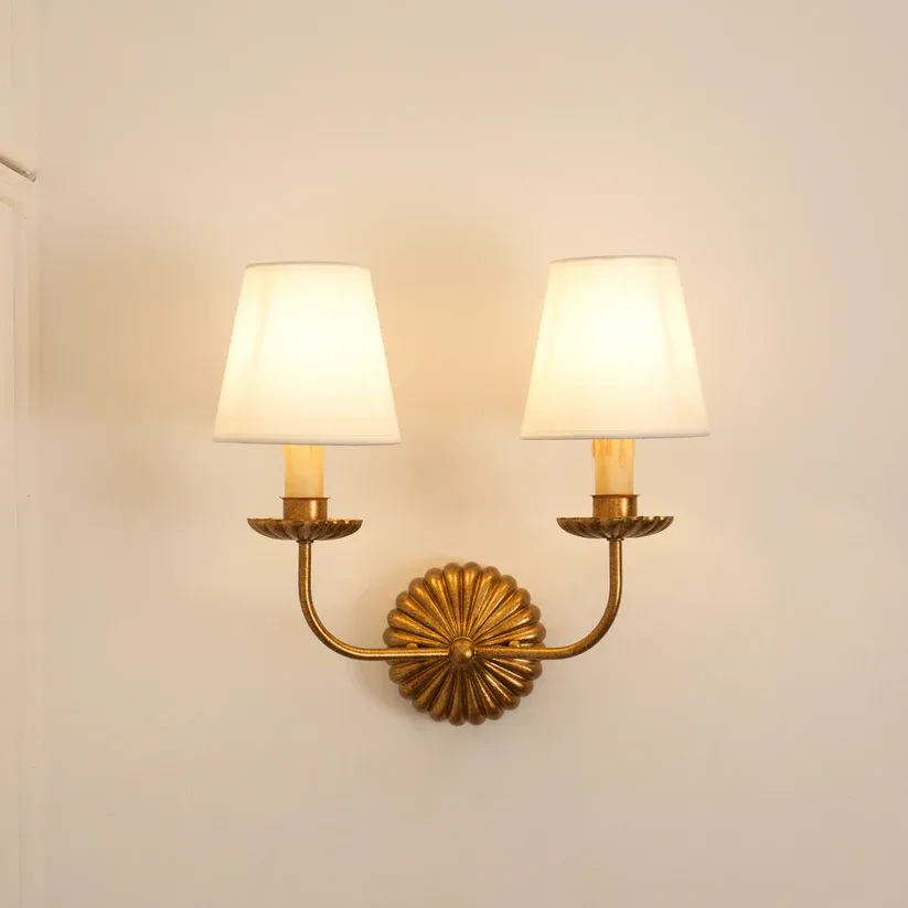Alessio Vintage Antique Metal Fabric Wall Light Shades Hallway Living Room Bedroom
