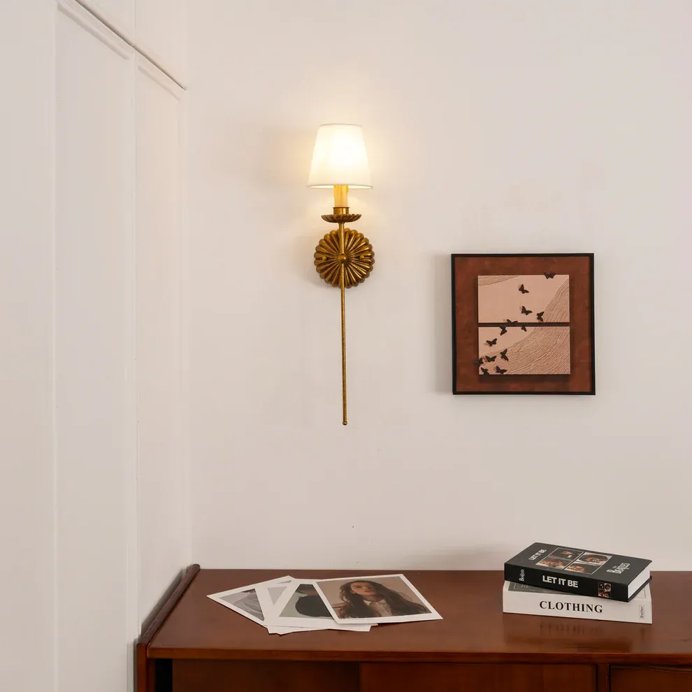 Vintage Antique Metal Fabric Wall Light Hallway Bathroom | Las Sola