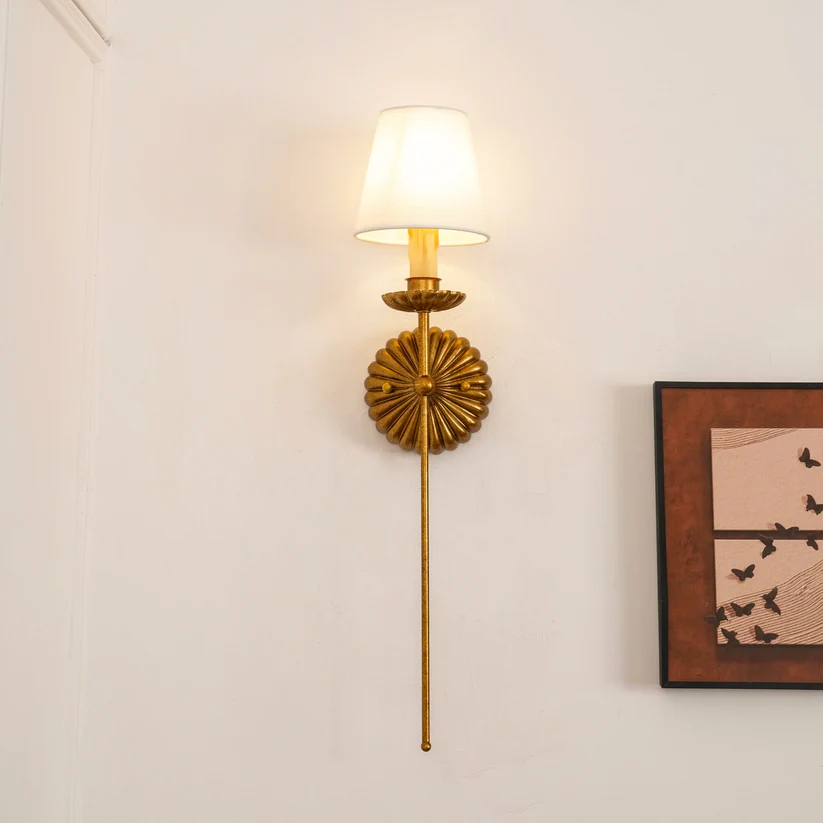 Alessio Vintage Antique Metal Fabric Wall Light Shades Hallway Living Room Bedroom