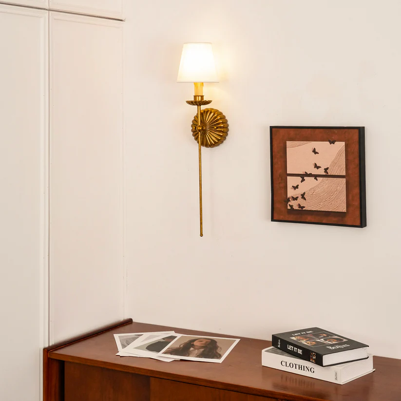 Alessio Vintage Antique Metal Fabric Wall Light Shades Hallway Living Room Bedroom