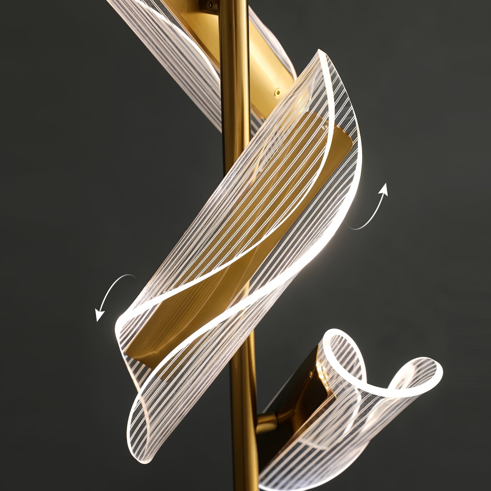 Salgado Floor Lamp Detail, acrylic wave shade