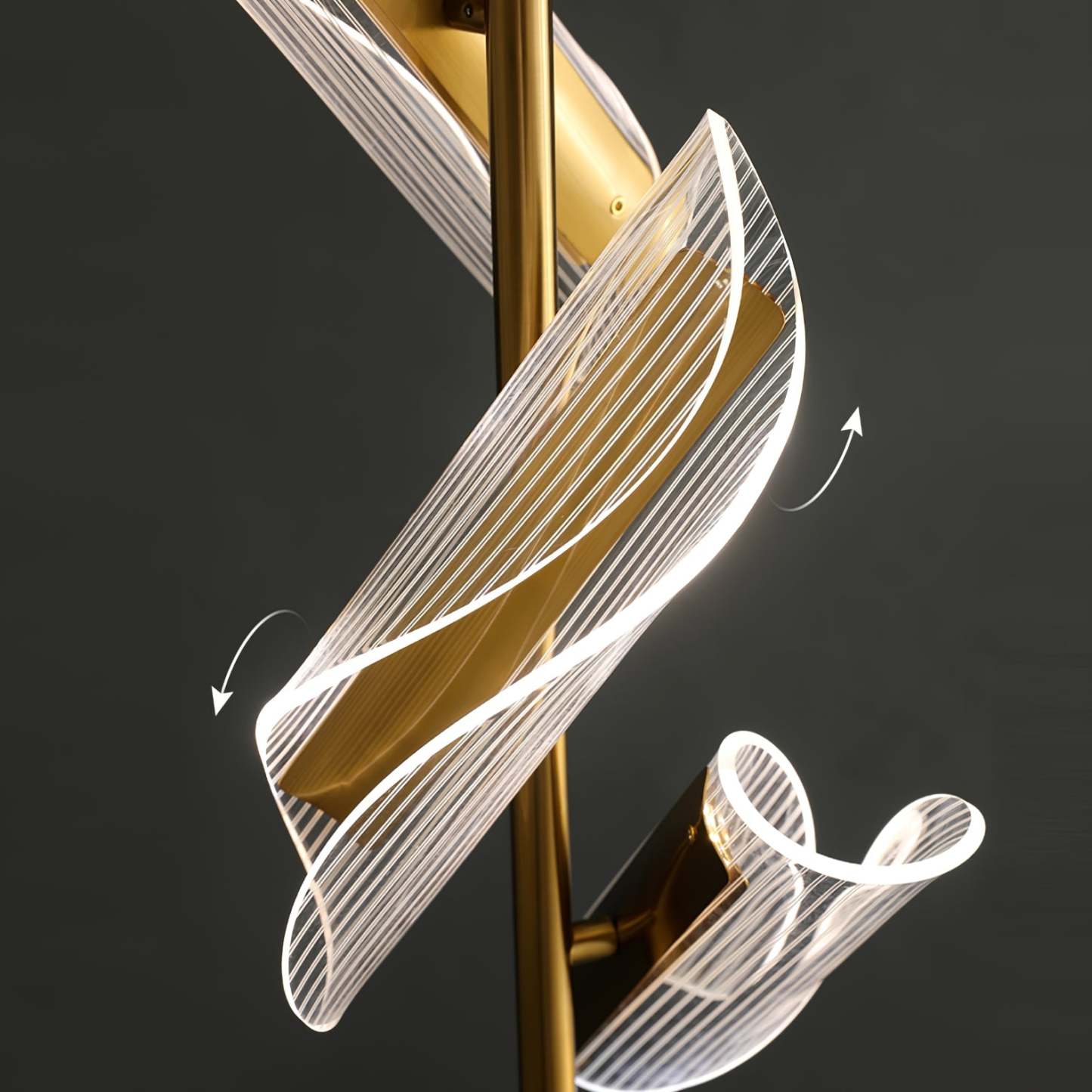 Salgado Floor Lamp Detail, acrylic wave shade