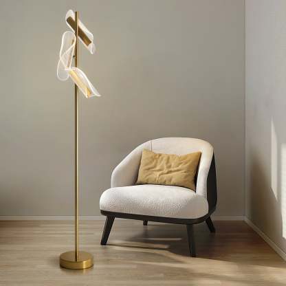 Salgado Floor Lamp with chair, modern living room lighting