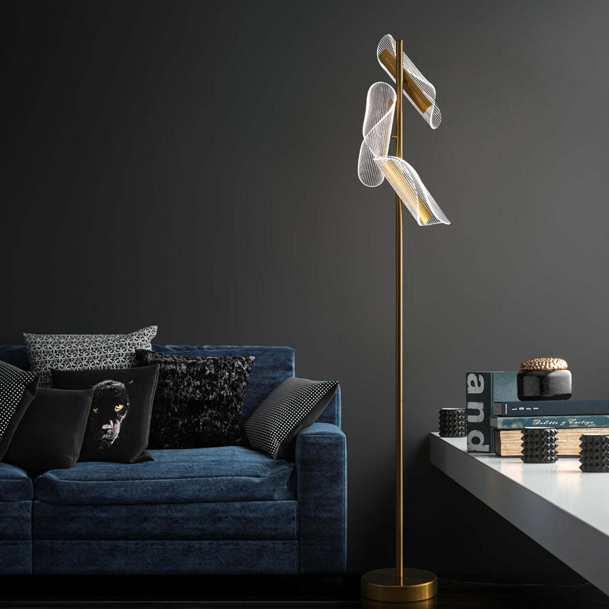 Salgado Floor Lamp illuminating modern living room