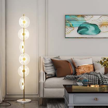 Modern floor lamp in a living room.