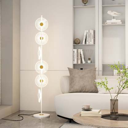 Modern Cairns Floor Lamp in Living Room, white and gold