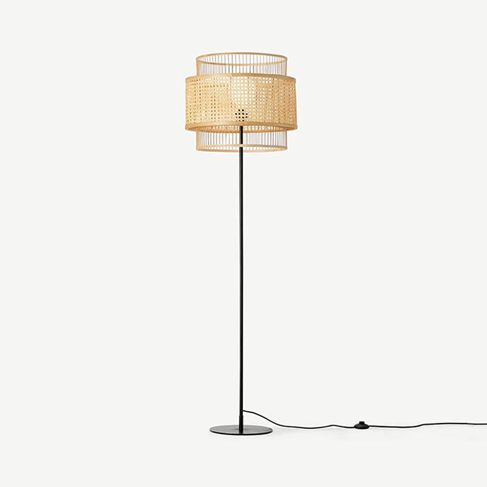 Ritta Zen Rattan Floor Lamp, Tri-Layer Weave