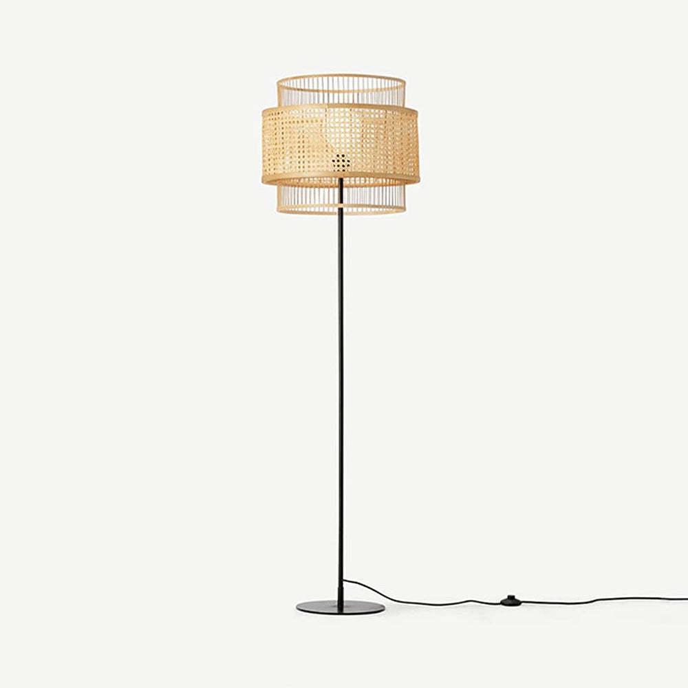 Ritta Zen Rattan Floor Lamp, Tri-Layer Weave