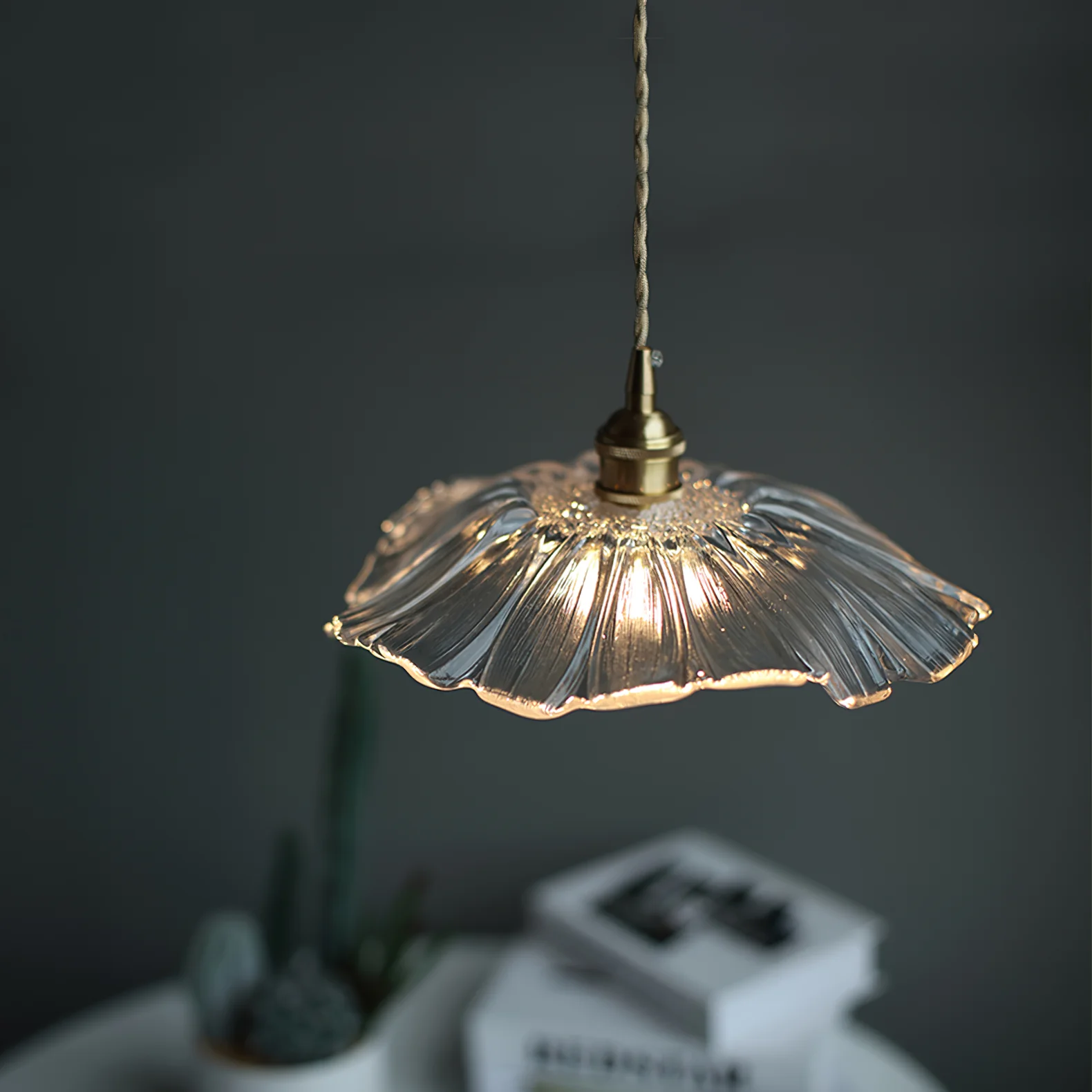 Flower-Shaped Glass Pendant Light