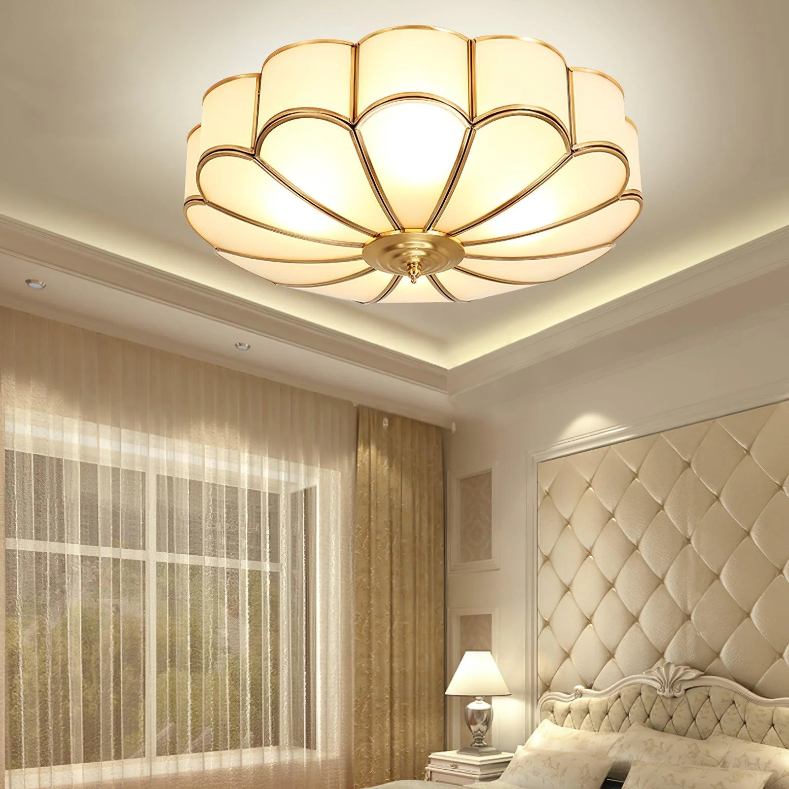 Alessio Modern Metal Glass Ceiling Lamp Bedroom Living Room