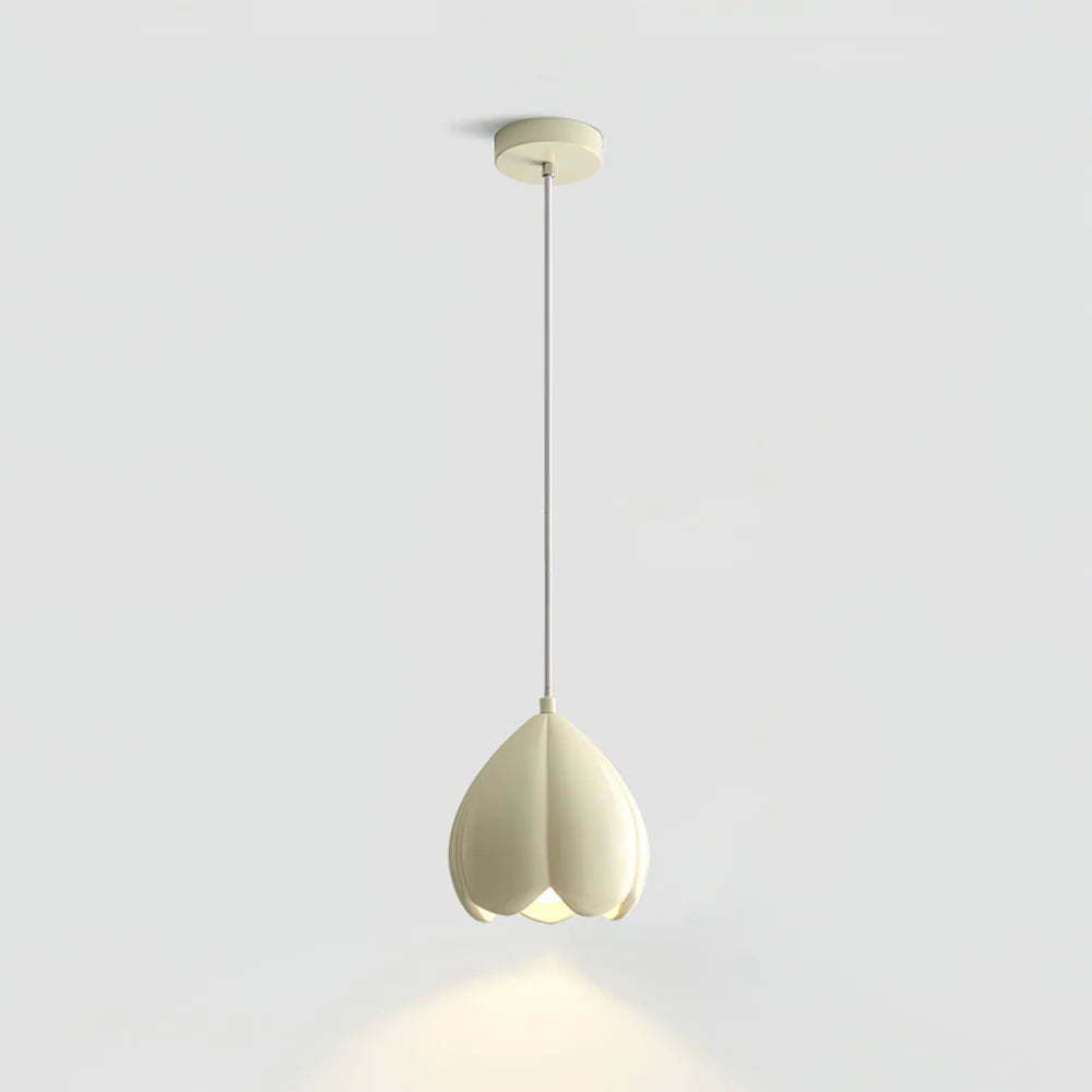 Ritta Modern Resin Pendant Light in soft white, petal shape