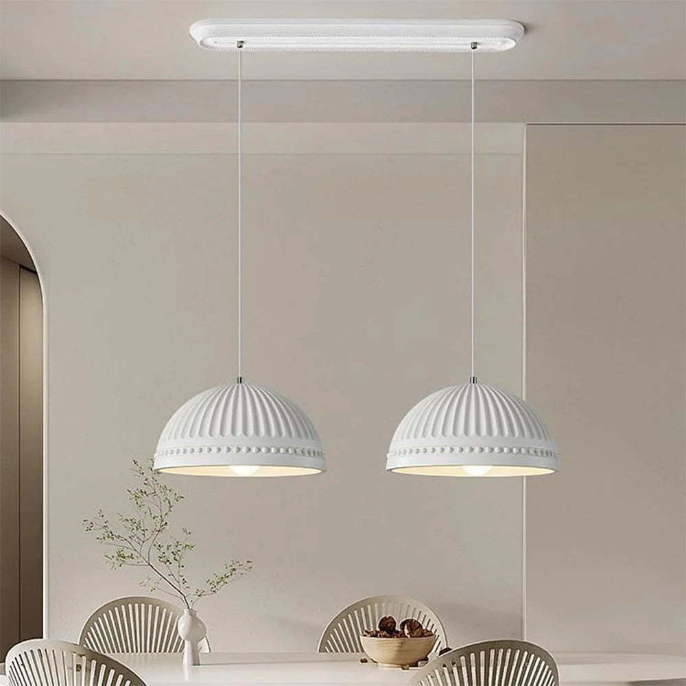 White Elif Pendant Lights over Dining Table